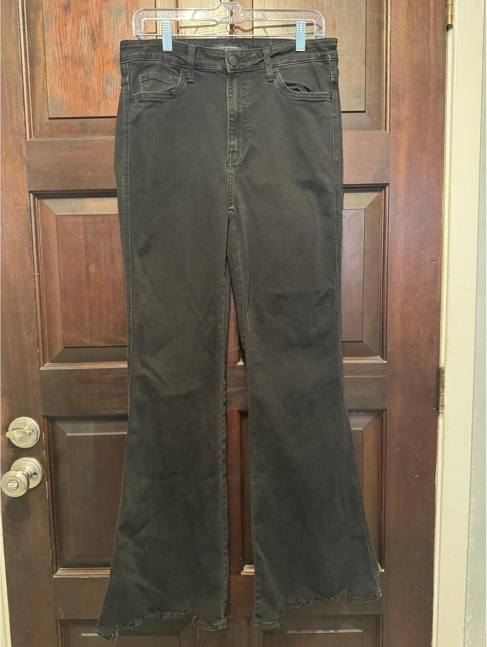 Flying Monkey Black Flared Jeans with Raw Hem Size 31''